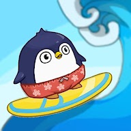 南極企鵝滑浪
